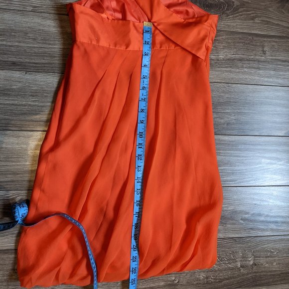 NWT Petite (0P) - A/X Orange One Shoulder Silk Dress - Picture 7 of 9